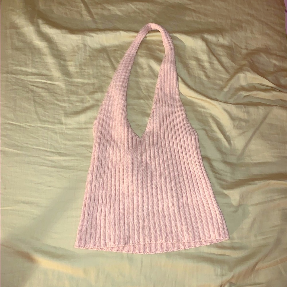 Pink halter crop top